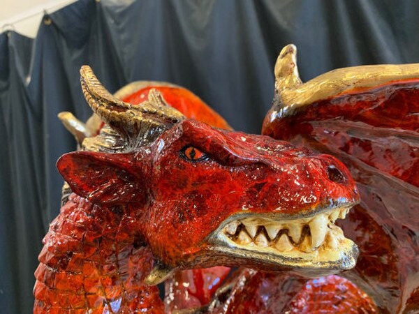 Red Dragon Garden Sculpture Bronze Statue High End Statuary